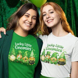 Lucky Little Gnomies Shirt – Cute St. Patrick’s Day Gnome T-Shirt for Women